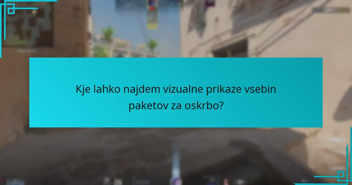 Kje lahko najdem vizualne prikaze vsebin paketov za oskrbo?